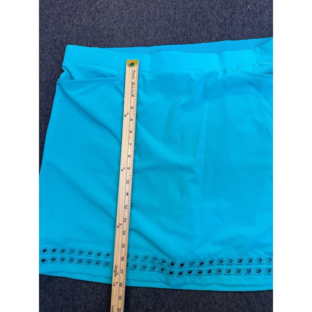Chico's Zenergy Size 3 US 16 Blue UPF Embroidered Eyelet Pull On Skort Turquoise - Picture 8 of 11